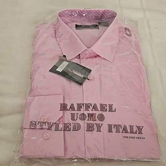 Raffael Uomo Men's Button-Down Long Sleeves Shirt Medium Pink - Picture 8 of 16